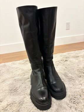 Stuart Weitzman Knee-High Black Platform Boots
